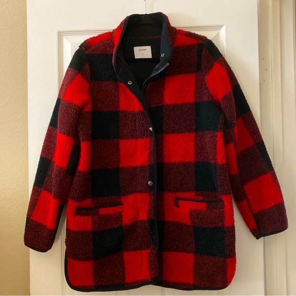 OLD NAVY Buffalo plaid fleece Sherpa - Size Medium - Picture 1 of 10